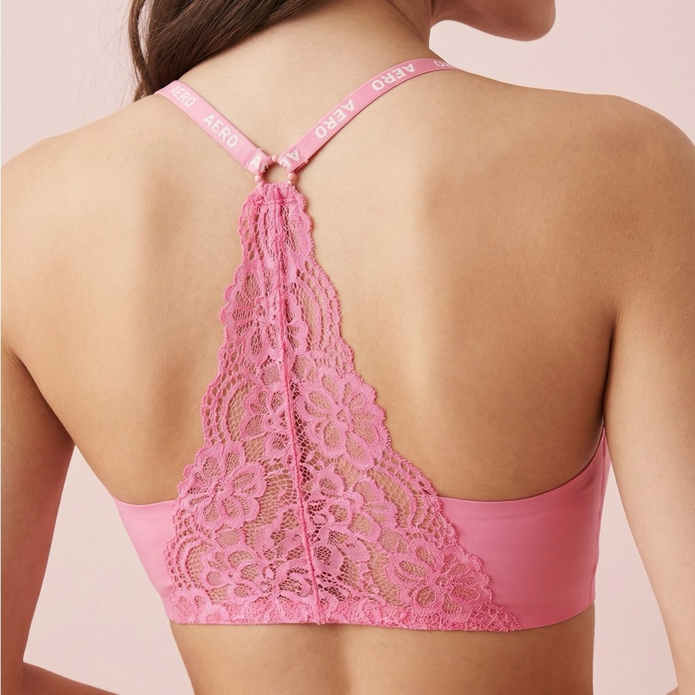 Aeropostale Pink Lace Racerback Bralette